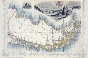 パタゴニア、ジョンタリスウント社、ニューヨーク、ロンドンから発行された一連の世界地図からの1850年代